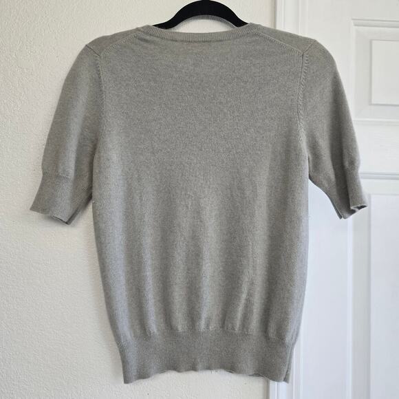 Repeat 100% Organic Cashmere Short Sleeve Sweater Size 38 S Gray Minimalist Chic - Picture 5 of 9